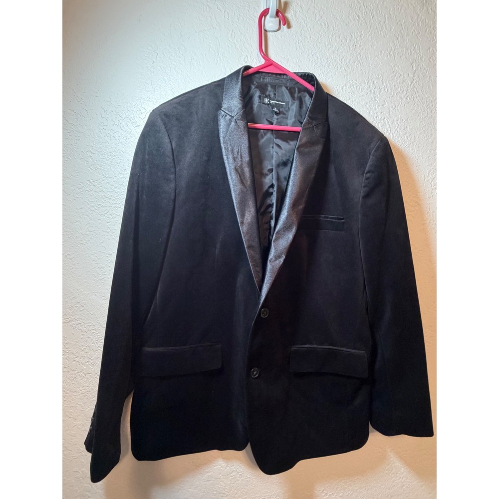 INC International Concepts Mens Black Velvet Blazer Satin Lapel Slim Fit XL